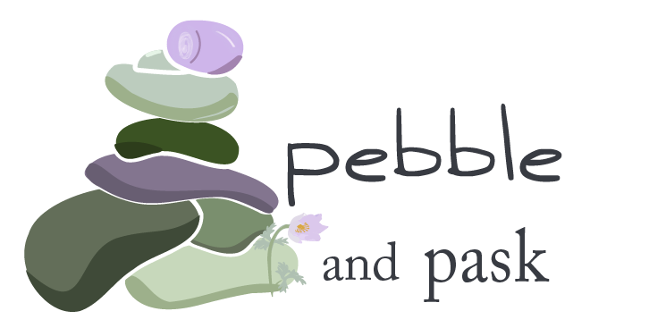 green and purple Seaglass stack with lavender pasque flower